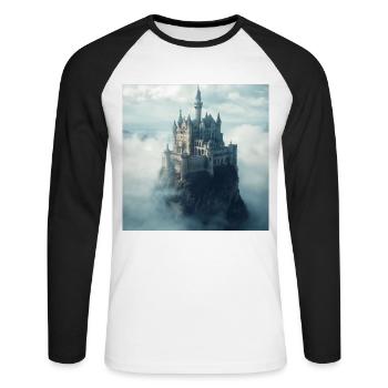 Mittelalterliche Burg - Unisex Baseballshirt langarm - Weiß/Schwarz - Vorne - Nik (191cm)