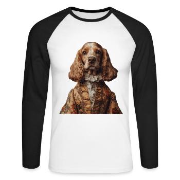 Cocker Spaniel - Unisex Baseballshirt langarm - Weiß/Schwarz - Vorne - Nik (191cm)
