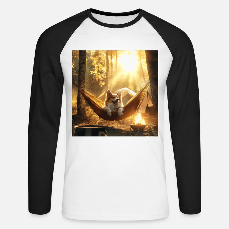 Hund - Unisex Baseballshirt langarm - Weiß/Schwarz