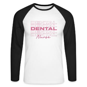 Infirmière dentaire Infirmières médicales élégantes - T-shirt baseball manches longues Homme - blanc/noir - Devant - Nik (191cm)