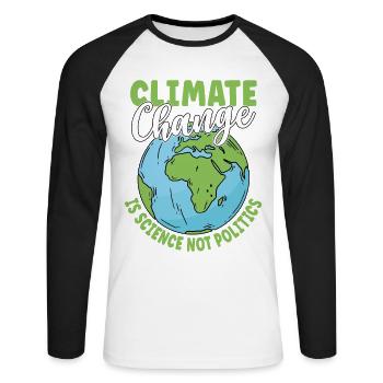 Le changement climatique est une science, pas une politique - T-shirt baseball manches longues Homme - blanc/noir - Devant - Nik (191cm)