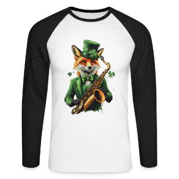Fuchs - Unisex Baseballshirt langarm - Weiß/Schwarz - Vorne - Nik (191cm)