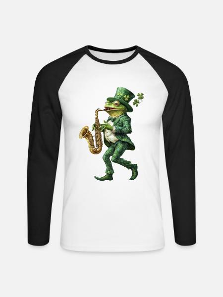 Frosch - Unisex Baseballshirt langarm - Weiß/Schwarz