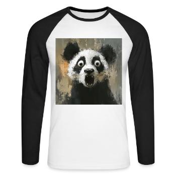 Panda - Unisex Baseballshirt langarm - Weiß/Schwarz - Vorne - Nik (191cm)