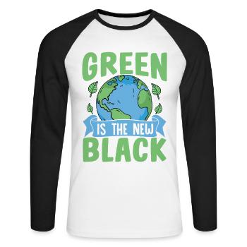 Le vert est le nouveau noir - T-shirt baseball manches longues Homme - blanc/noir - Devant - Nik (191cm)