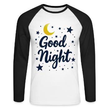 Good Night Träumer Cozy Look - Unisex Baseballshirt langarm - Weiß/Schwarz - Vorne - Nik (191cm)