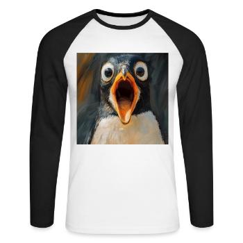 Pinguin - Unisex Baseballshirt langarm - Weiß/Schwarz - Vorne - Nik (191cm)