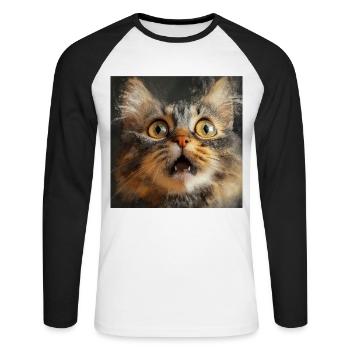 Maine Coon - Unisex Baseballshirt langarm - Weiß/Schwarz - Vorne - Nik (191cm)
