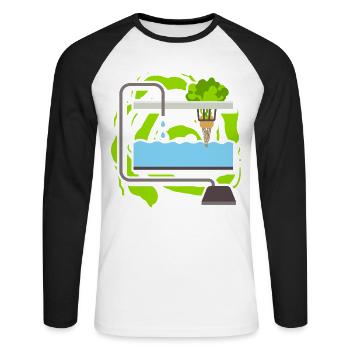 Hydroponics - Unisex Long Sleeve Baseball T-Shirt - white/black - Front - Nik (191cm)
