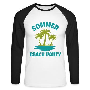 Summer Beach Party Urlaub Musik Meer Palmen Strand - Unisex Baseballshirt langarm - Weiß/Schwarz - Vorne - Nik (191cm)