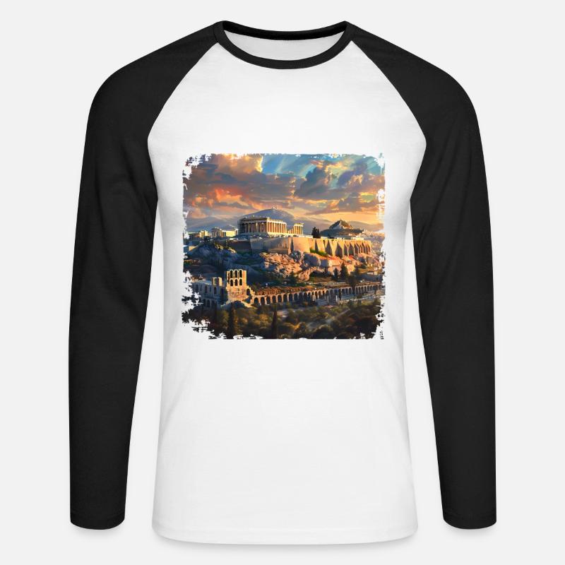 Die Akropolis - Unisex Baseballshirt langarm - Weiß/Schwarz