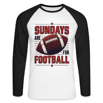 Le dimanche, c’est le football américain - T-shirt baseball manches longues Homme - blanc/noir - Devant - Nik (191cm)