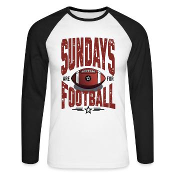 Le dimanche, c’est le football américain - T-shirt baseball manches longues Homme - blanc/noir - Devant - Nik (191cm)