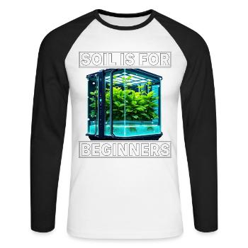 Soil is for Beginners - Unisex Long Sleeve Baseball T-Shirt - white/black - Front - Nik (191cm)