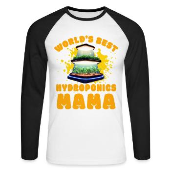 World's best Hydroponics Mama - Unisex Long Sleeve Baseball T-Shirt - white/black - Front - Nik (191cm)