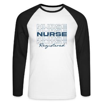 Infirmière autorisée Infirmières médicales élégantes - T-shirt baseball manches longues Homme - blanc/noir - Devant - Nik (191cm)