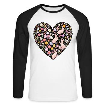 Easter Heart - Unisex Long Sleeve Baseball T-Shirt - white/black - Front - Nik (191cm)