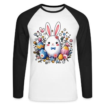 Easter Bunny - Unisex Long Sleeve Baseball T-Shirt - white/black - Front - Nik (191cm)