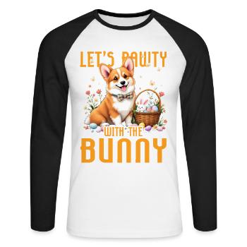 Let's Pawity with the bunny - Unisex Long Sleeve Baseball T-Shirt - white/black - Front - Nik (191cm)