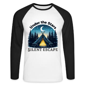 Camping Campsite Camping Camper Nature Stars - Unisex Long Sleeve Baseball T-Shirt - white/black - Front - Nik (191cm)