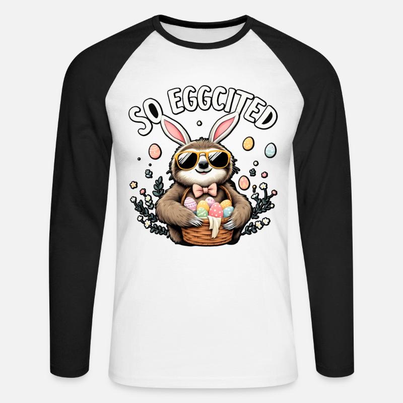 Also Eggcited - Unisex Baseballshirt langarm - Weiß/Schwarz