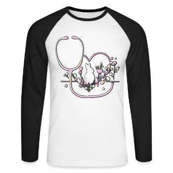 Nurse Doctor Heartbeat Easter - Unisex Long Sleeve Baseball T-Shirt - white/black - Front - Nik (191cm)