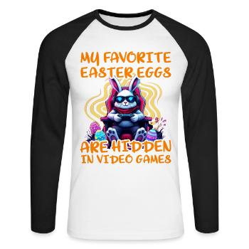 My favorite easter eggs are hidden in video games - Unisex Long Sleeve Baseball T-Shirt - white/black - Front - Nik (191cm)