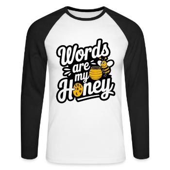 Rechtschreibbiener -champion -wortwettbewerb - Unisex Baseballshirt langarm - Weiß/Schwarz - Vorne - Nik (191cm)