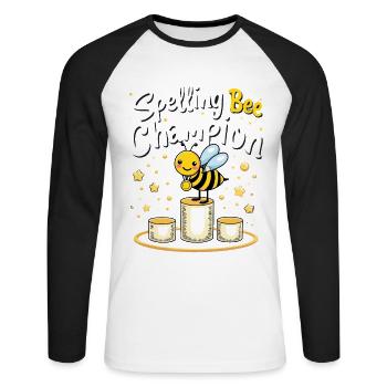 Rechtschreibbiener -champion -wortwettbewerb - Unisex Baseballshirt langarm - Weiß/Schwarz - Vorne - Nik (191cm)