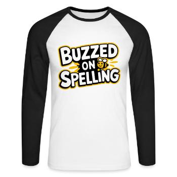 Rechtschreibbiener -champion -wortwettbewerb - Unisex Baseballshirt langarm - Weiß/Schwarz - Vorne - Nik (191cm)