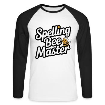 Rechtschreibbiener -champion -wortwettbewerb - Unisex Baseballshirt langarm - Weiß/Schwarz - Vorne - Nik (191cm)
