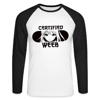 Certifié Weeb Funny Anime Girl Fans Lover - T-shirt baseball manches longues Homme - blanc/noir - Devant - Nik (191cm)