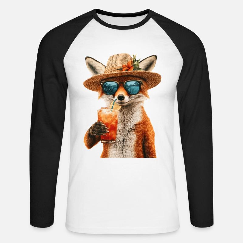 Fuchs - Unisex Baseballshirt langarm - Weiß/Schwarz