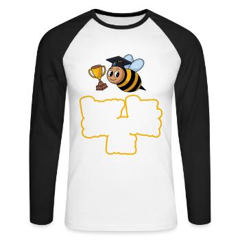 Rechtschreibbiener -champion -wortwettbewerb - Unisex Baseballshirt langarm - Weiß/Schwarz - Vorne - Nik (191cm)