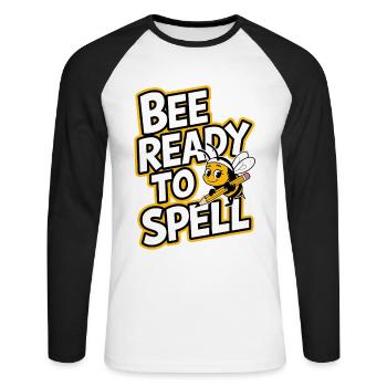 Rechtschreibbiener -champion -wortwettbewerb - Unisex Baseballshirt langarm - Weiß/Schwarz - Vorne - Nik (191cm)