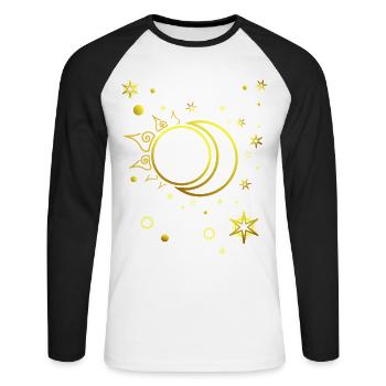 Sun, Moon and Stars Spiritual Astrology - Unisex Long Sleeve Baseball T-Shirt - white/black - Front - Nik (191cm)