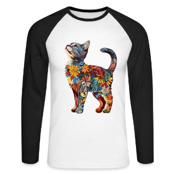 Amerikanisch Kurzhaar - Unisex Baseballshirt langarm - Weiß/Schwarz - Vorne - Nik (191cm)