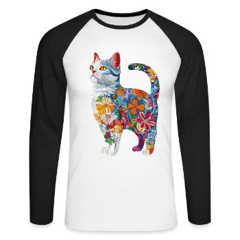 Britisch Kurzhaar - Unisex Baseballshirt langarm - Weiß/Schwarz - Vorne - Nik (191cm)