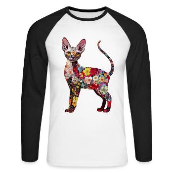 Cornish Rex - Unisex Baseballshirt langarm - Weiß/Schwarz - Vorne - Nik (191cm)