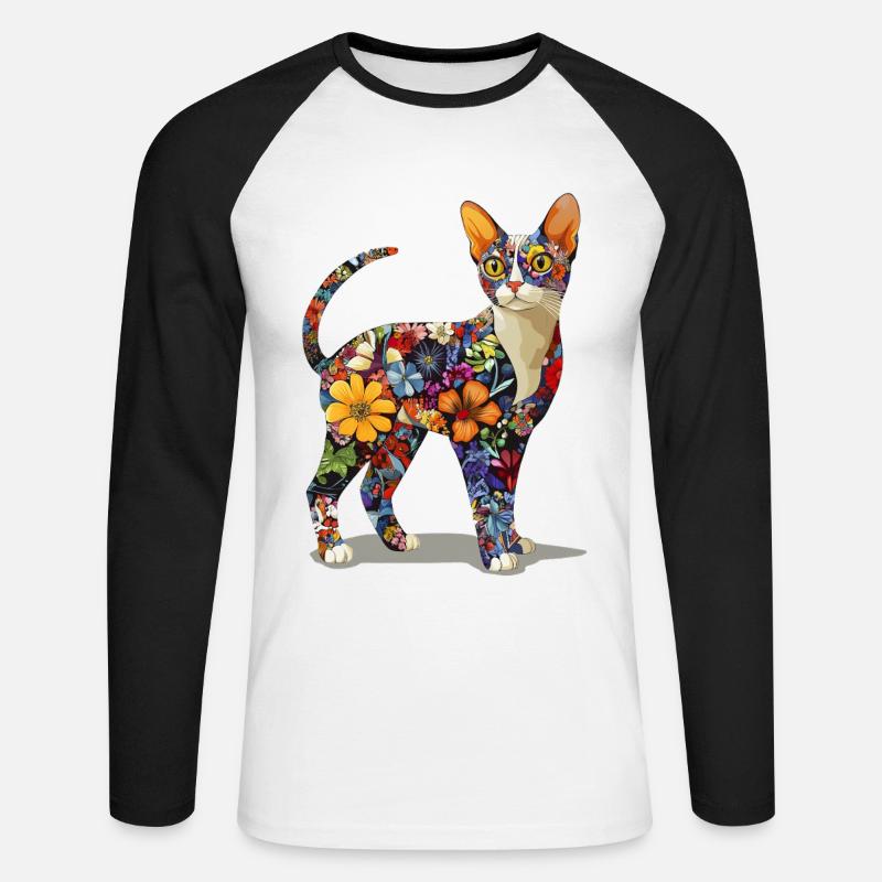 Devon Rex - Unisex Baseballshirt langarm - Weiß/Schwarz