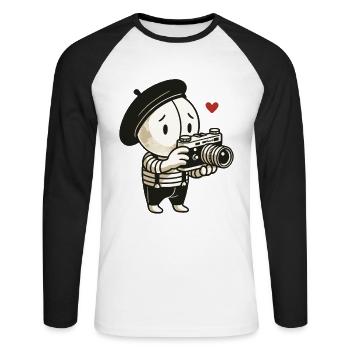 Le photographe timide de la pantomime - T-shirt baseball manches longues Homme - blanc/noir - Devant - Nik (191cm)