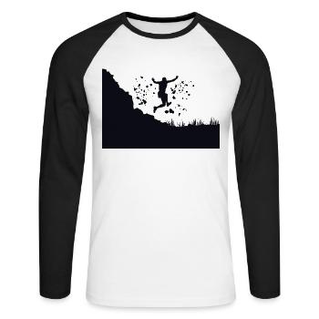 Trail Runner Cross Trail Bergläufer - Unisex Baseballshirt langarm - Weiß/Schwarz - Vorne - Nik (191cm)