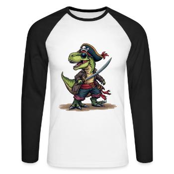 Carnival Pirate Dinosaur Costume Pirate Hat Alaaf - Unisex Long Sleeve Baseball T-Shirt - white/black - Front - Nik (191cm)