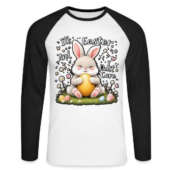 It's Easter and I don't care - Unisex Long Sleeve Baseball T-Shirt - white/black - Front - Nik (191cm)