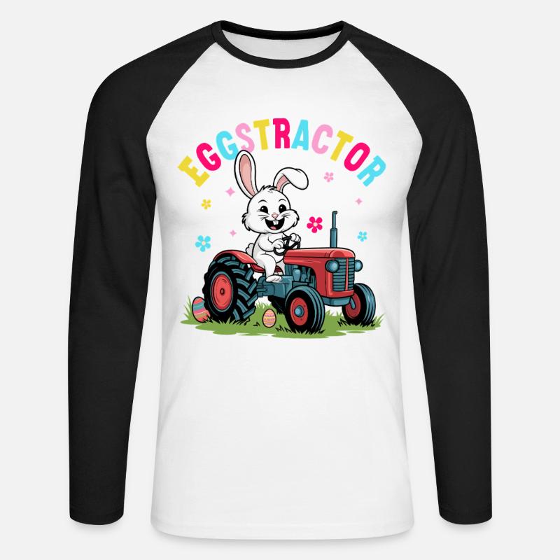 Traktor für Eier - Unisex Baseballshirt langarm - Weiß/Schwarz