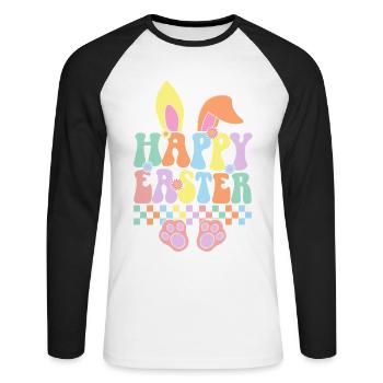 Happy Easter - Unisex Long Sleeve Baseball T-Shirt - white/black - Front - Nik (191cm)