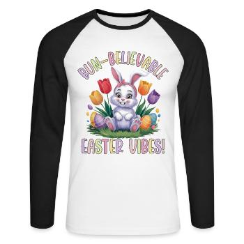 Bun-Believable Easter Vibes - Unisex Long Sleeve Baseball T-Shirt - white/black - Front - Nik (191cm)