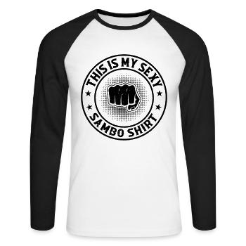 This is my sexy Sambo shirt Sambo Fighter - Unisex Long Sleeve Baseball T-Shirt - white/black - Front - Nik (191cm)
