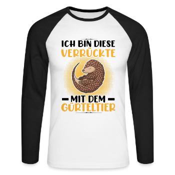 Armadillo Crazy with Armadillo Armadillo Armadillo - Unisex Long Sleeve Baseball T-Shirt - white/black - Front - Nik (191cm)