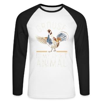 Auerhahn - Unisex Baseballshirt langarm - Weiß/Schwarz - Vorne - Nik (191cm)